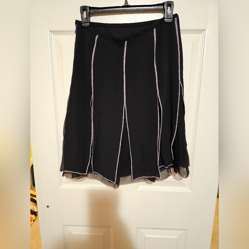 Vintage Sunny Leigh Silk Layered Skirt w/Gray Trim sz 6